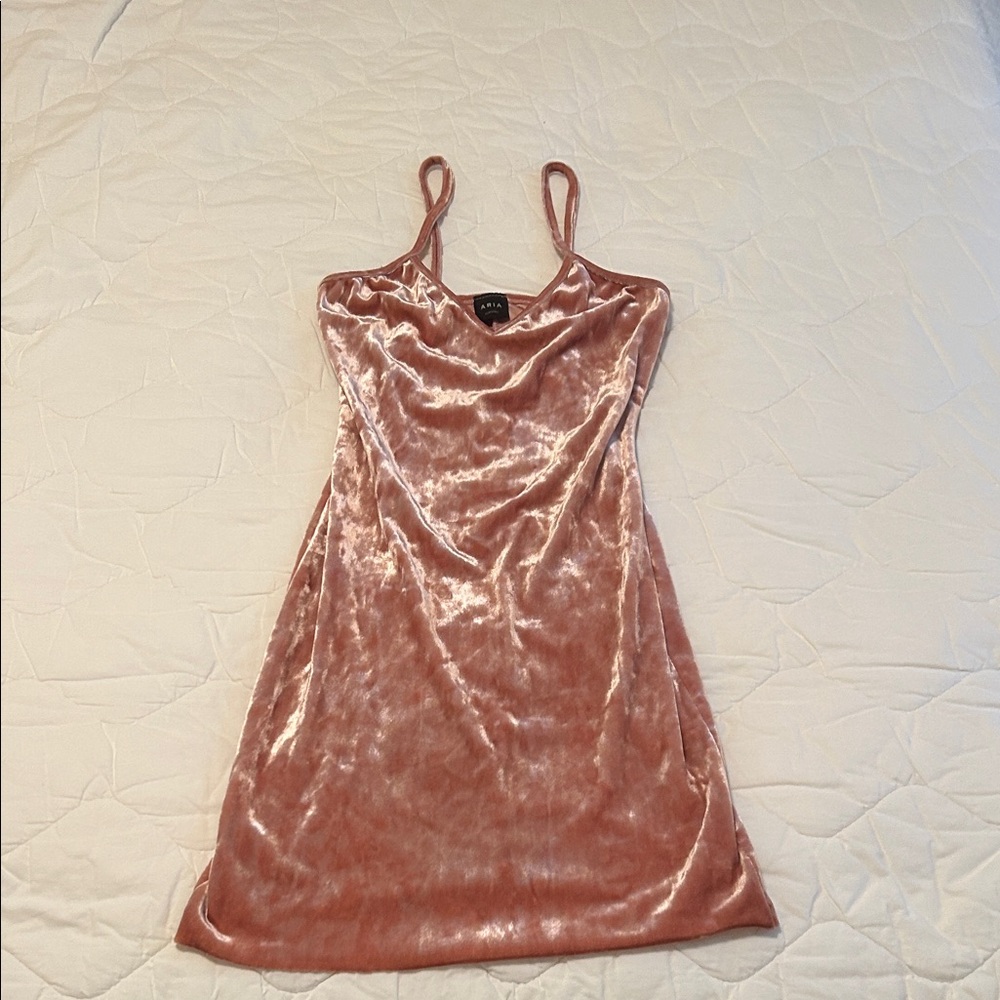 Aria Blush Velvet Mini Dress